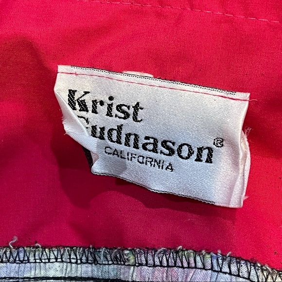 COPY - Vintage 80s Krist Gudnason Dress MuuMuu House Kaftan Pink Pockets M/L - Picture 5 of 6